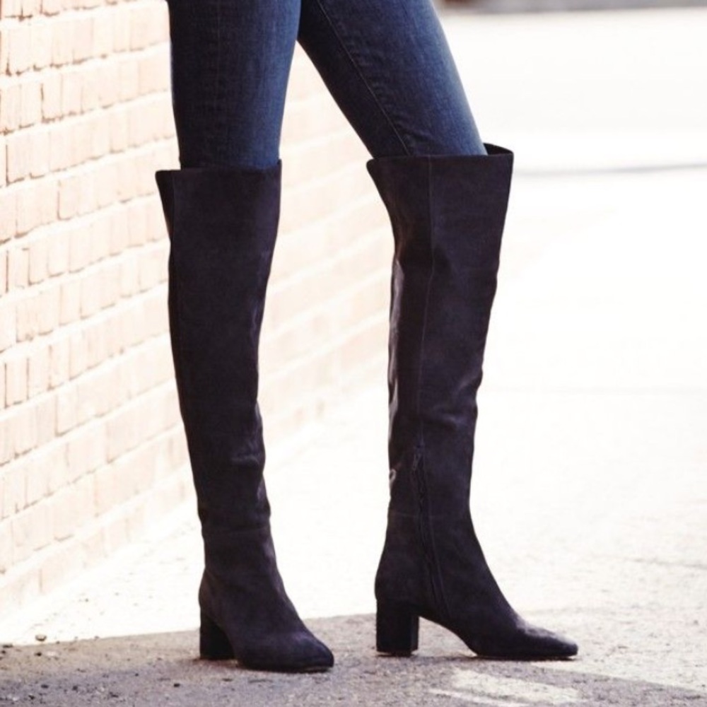 J.Crew Black Suede Over the Knee Boots
